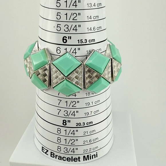 Geometric Turquoise Square Stone Women's Bracelet - Picture 3 of 10